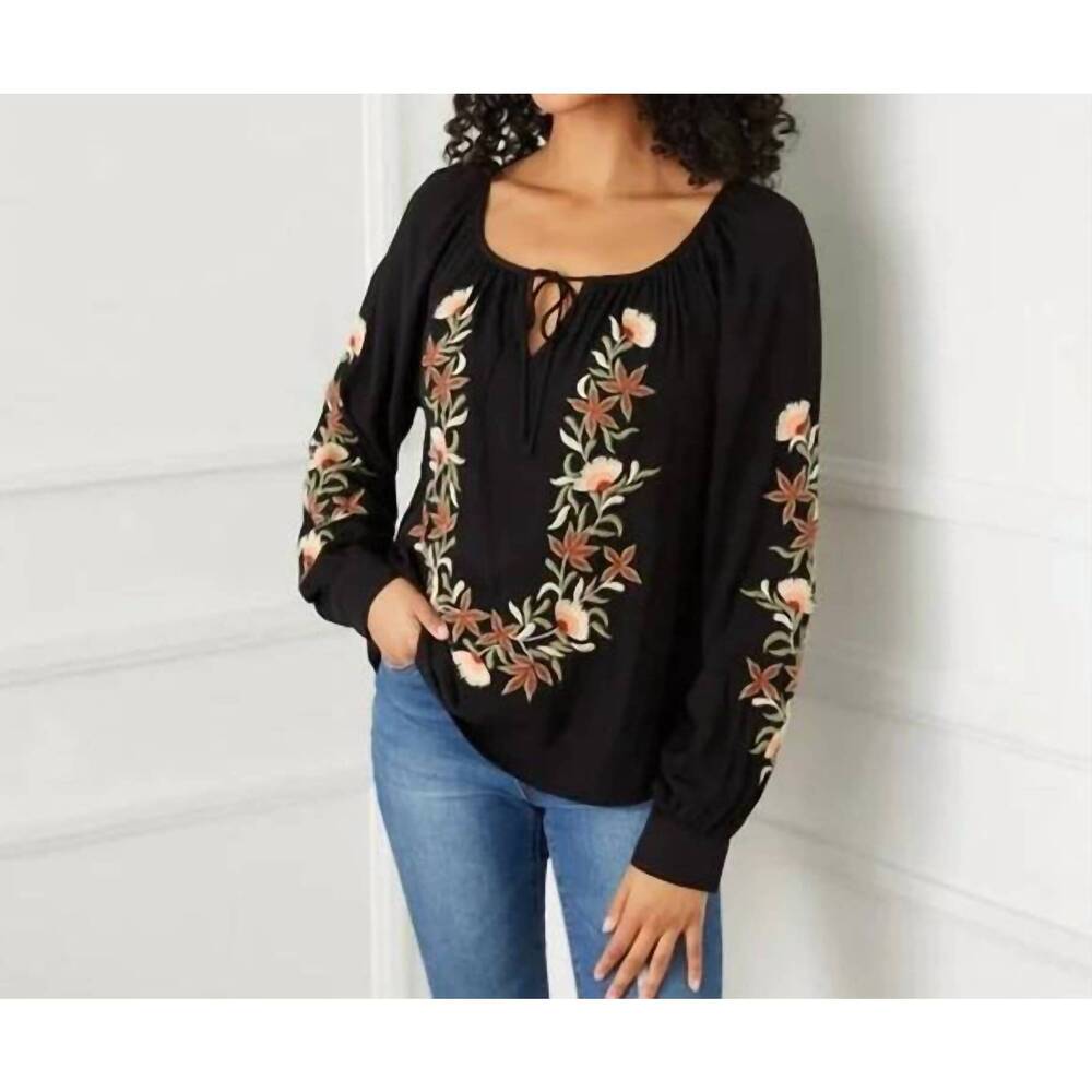 NEW KAREN KANE embroidered peasant top in black - Picture 4 of 4